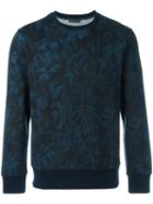 Etro Tonal Floral Print Sweatshirt, Men's, Size: Small, Blue, Cotton/polyamide