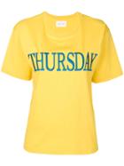 Alberta Ferretti - Thursday Embroidered T-shirt - Women - Cotton - L, Yellow/orange, Cotton
