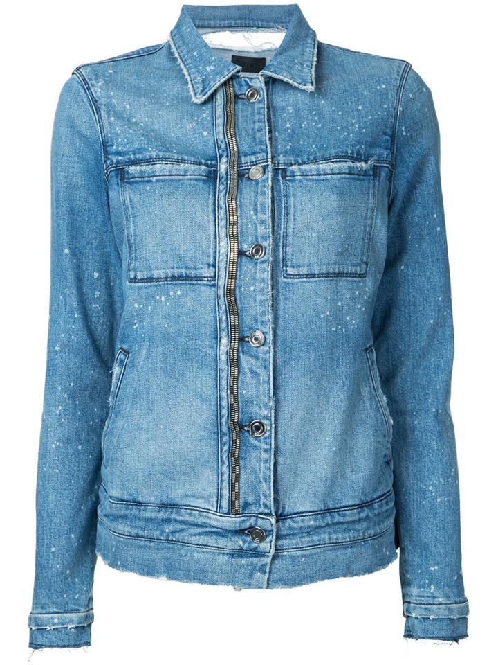 Rta - Zip Detail Denim Jacket - Women - Cotton/polyurethane - Xs, Blue, Cotton/polyurethane
