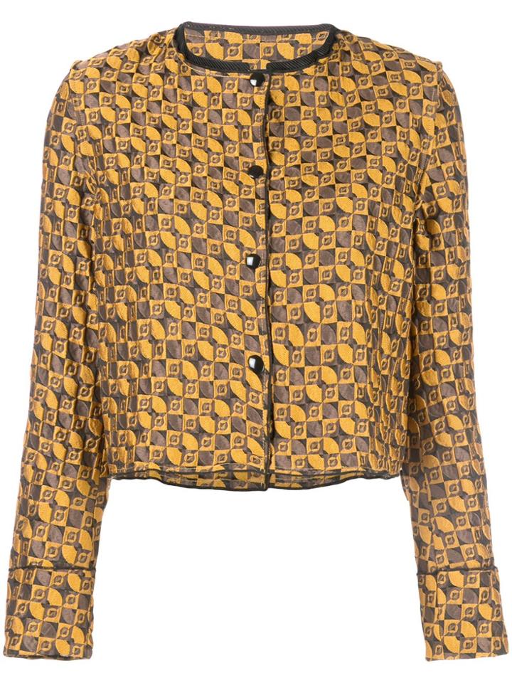 Suzanne Rae Geometric Jacquard Jacket - Yellow