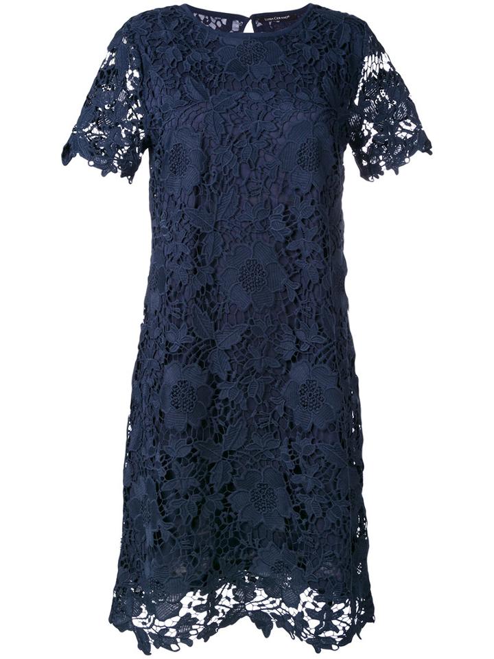 Luisa Cerano Lace Fitted Dress, Women's, Size: 40, Blue, Polyester