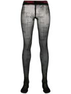 Courrèges Sheer Logo Tights - Black
