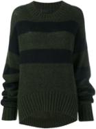 Haider Ackermann Striped Long Fit Jumper, Women's, Size: Medium, Green, Cotton/nylon/spandex/elastane/wool