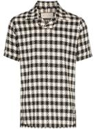 Prevu Dogtooth Print Short-sleeved Polo Shirt - Black