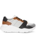 Burberry Suede, Neoprene And Leather Sneakers - Grey