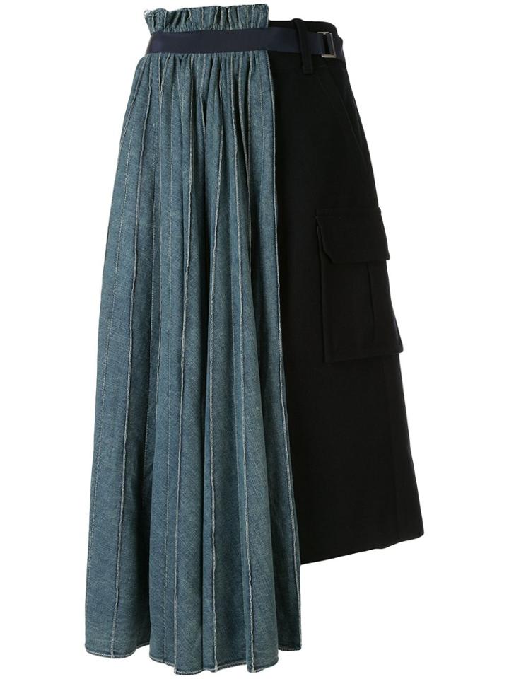 Sacai Asymmetric Denim Skirt - Black