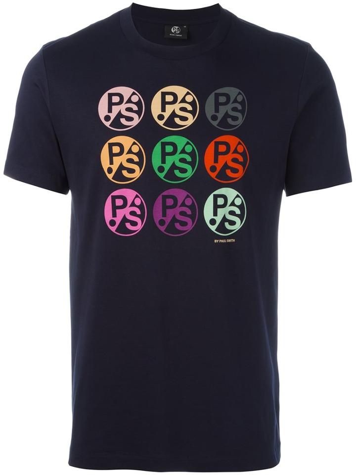 Ps By Paul Smith 'ps' Print T-shirt, Men's, Size: Large, Blue, Cotton