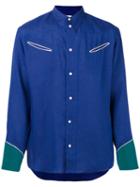 Umit Benan Western Shirt, Men's, Size: 52, Blue, Linen/flax