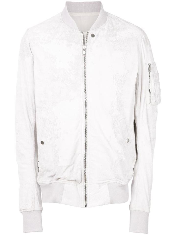 Rick Owens Dirt Leather Bomber Jacket - White