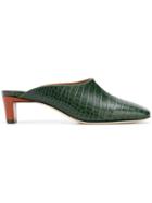 Atp Atelier Tasso Crocodile Embossed Mules - Green