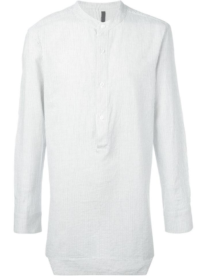Attachment Mandarin Collar Striped Shirt