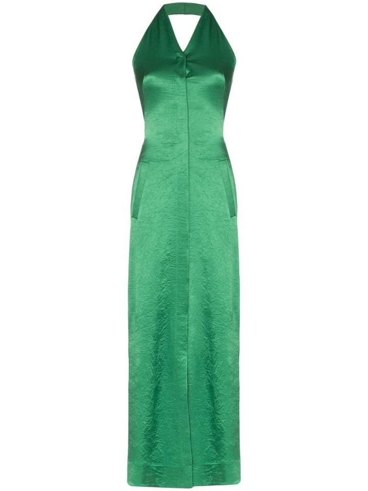 Samuel Gui Yang Halterneck Satin Sleeveless Gown - Green