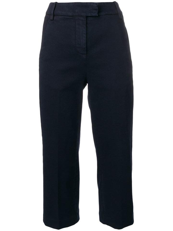 Dondup Wide Leg Cropped Trousers - Blue