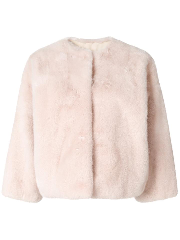 Yves Salomon Oversized Short Jacket - Pink & Purple