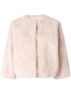 Yves Salomon Oversized Short Jacket - Pink & Purple