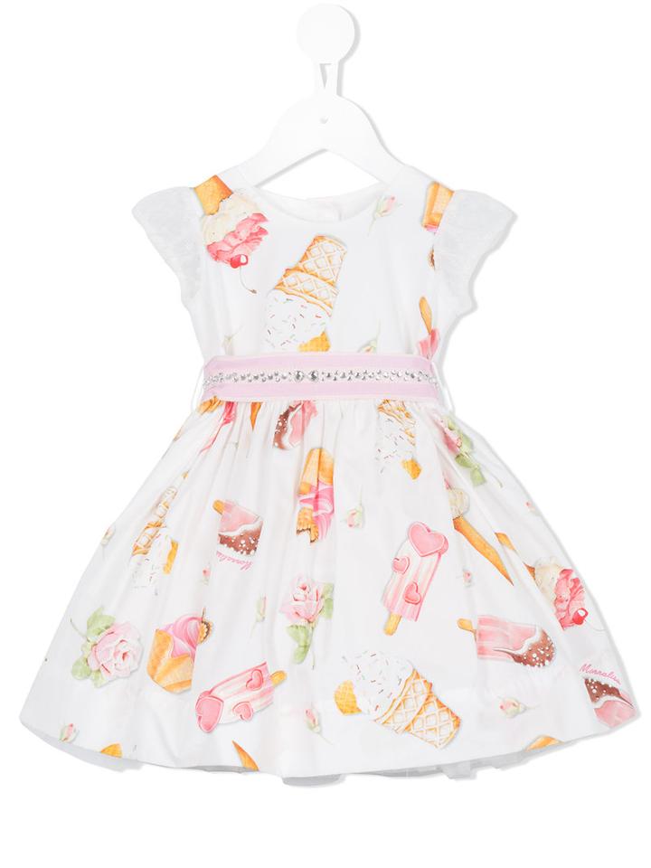 Monnalisa - Printed Dress - Kids - Cotton - 12 Mth, White