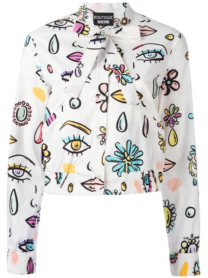 Boutique Moschino Pussy-bow Collar Shirt, Women's, Size: 40, White, Cotton/other Fibers