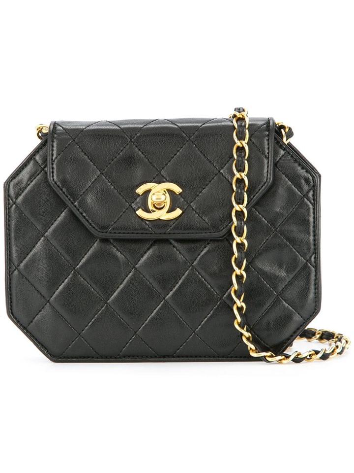 Chanel Pre-owned Quilted Cc Single Chain Shoulder Bag - Black