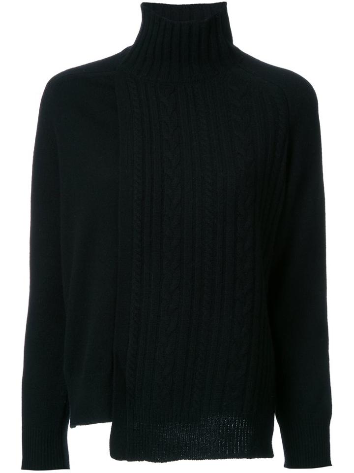 Astraet Asymmetric Cable Knit Jumper, Women's, Black, Wool