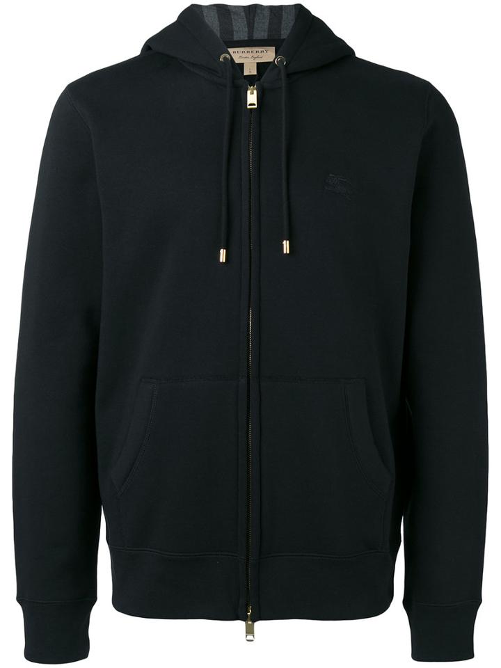 Burberry Zip-up Hoodie, Men's, Size: Large, Black, Cotton/polyester