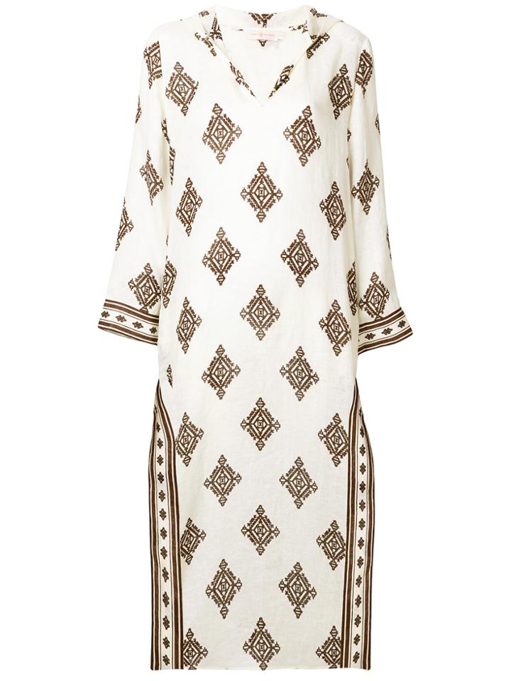 Tory Burch Diamond Pattern Kaftan Dress - White
