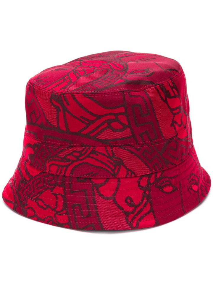 Versace Medusa And Greca Print Bucket Hat - Red