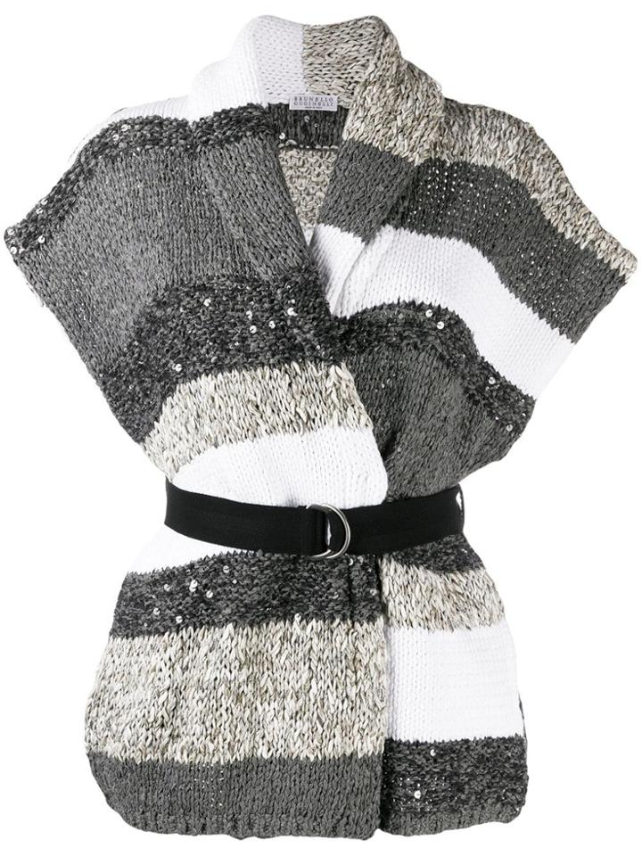 Brunello Cucinelli Knitted Wrap Top - Grey