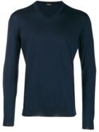 Kiton V-neck Fine Knit Sweater - Blue