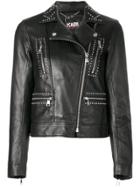Karl Lagerfeld Karl X Kaia Stud Leather Biker - Black