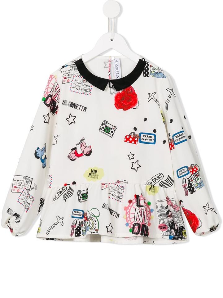 Simonetta Souvenir Print Blouse, Girl's, Size: 6 Yrs