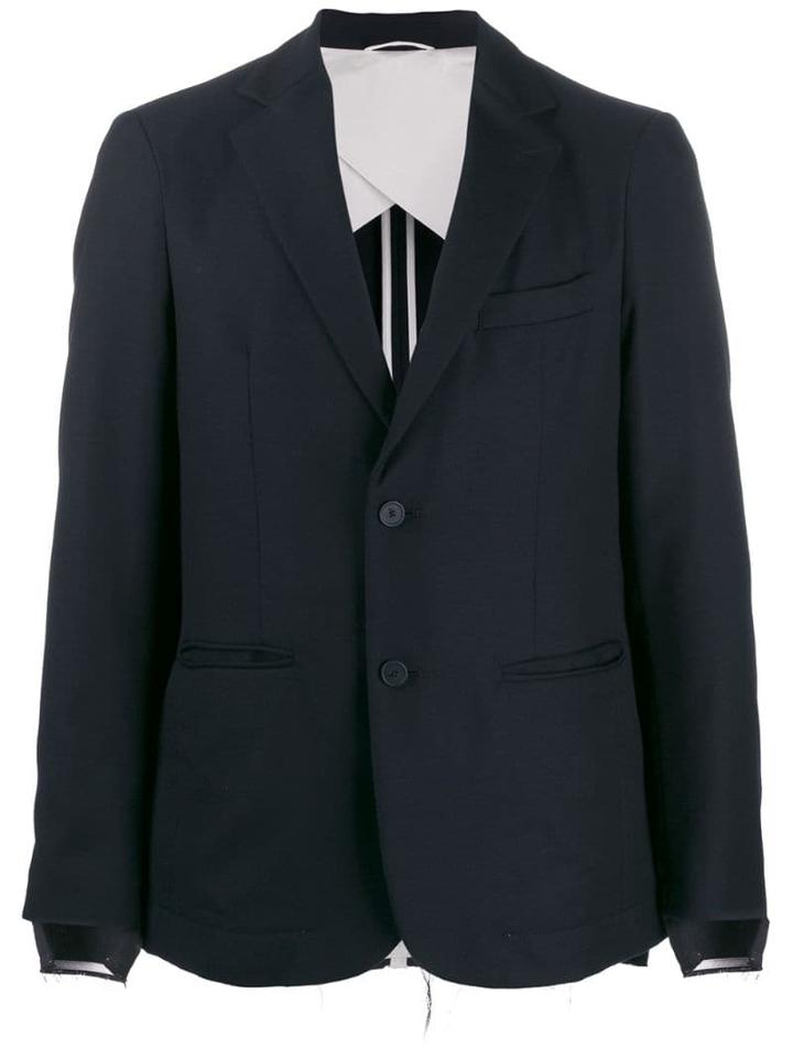 Maison Flaneur Distressed Cuff Blazer Jacket - Blue
