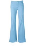 Marques Almeida Frayed Hem Flared Jeans, Women's, Size: 6, Blue, Rayon/cotton/polyurethane