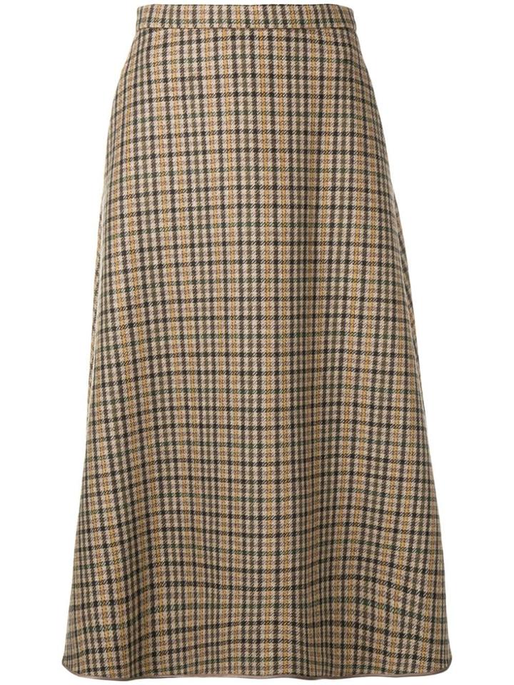 Rochas Tartan A-line Skirt - Neutrals