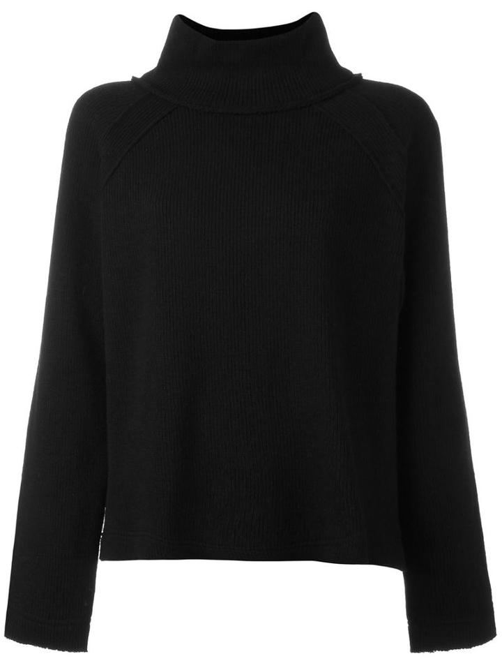 Yohji Yamamoto Turtleneck Short Jumper, Women's, Size: Small, Black, Cotton/nylon/wool