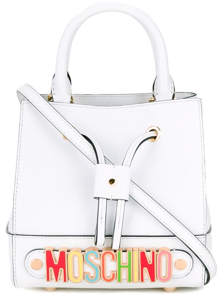 Moschino Rainbow Plaque Bucket Bag - White