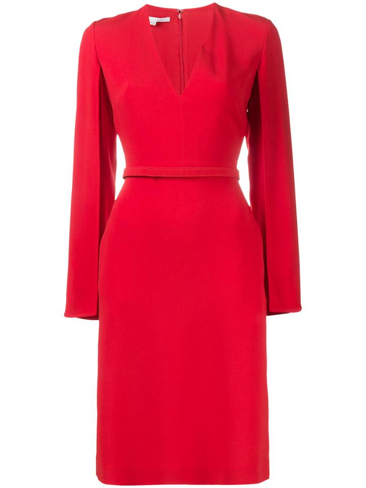 Stella Mccartney V Neck Split Sleeve Midi Dress - Red
