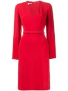 Stella Mccartney V Neck Split Sleeve Midi Dress - Red