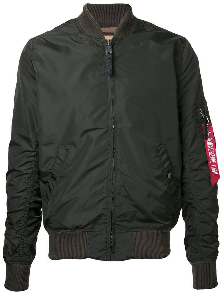Alpha Industries Arm Pocket Bomber Jacket, Men's, Size: Medium, Green, Nylon