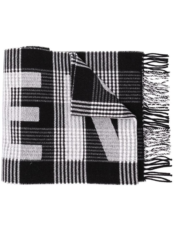 Balenciaga Tartan Logo Scarf - Black
