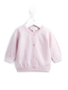 Cashmirino - Round Neck Cardigan - Kids - Cashmere - 6 Mth, Infant Girl's, Pink/purple