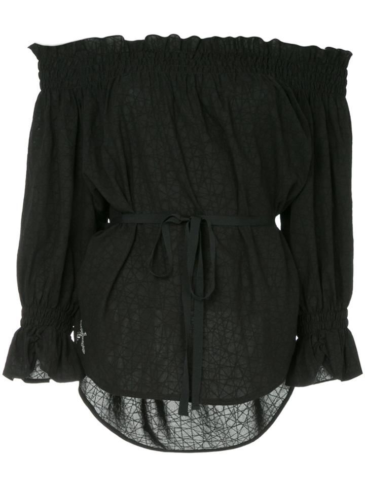 Roarguns Off The Shoulder Ruched Detail Blouse - Black