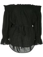 Roarguns Off The Shoulder Ruched Detail Blouse - Black