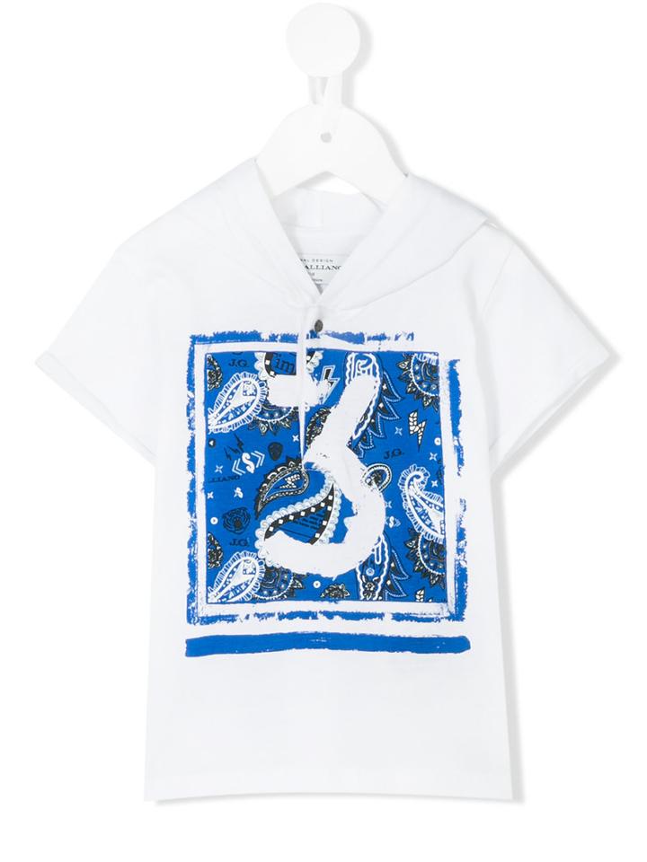John Galliano Kids - Paisley Print Shortsleeved Hoodie - Kids - Cotton - 12 Mth, White