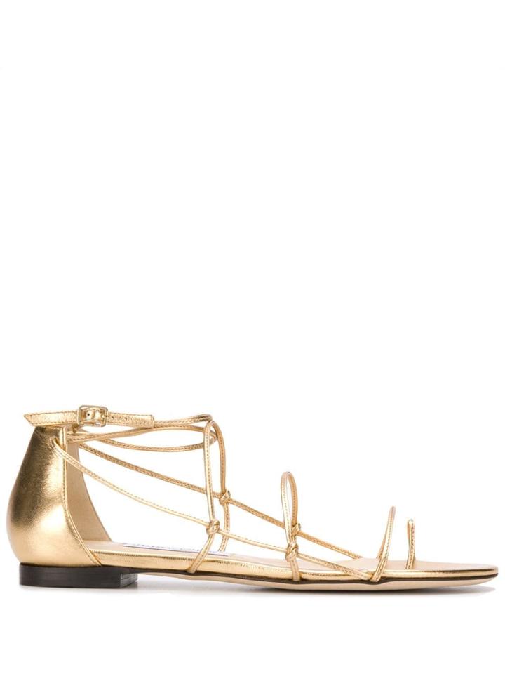 Jimmy Choo Sphynx Flat Sandals - Gold