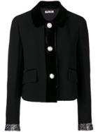 Miu Miu Embellished Cuff Fitted Jacket - Black