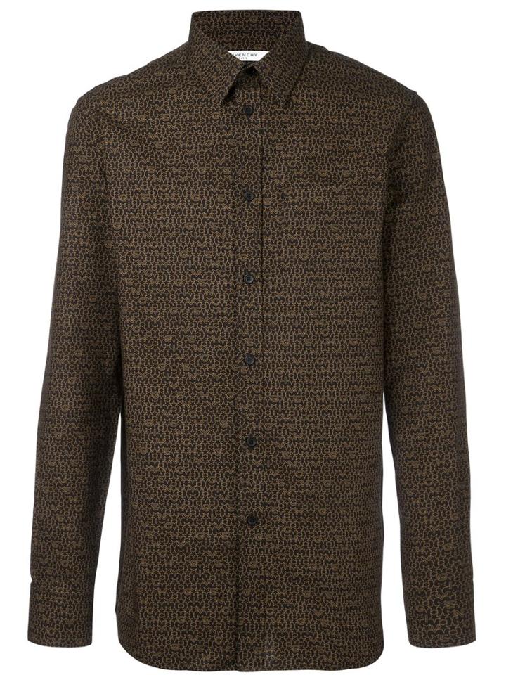 Givenchy Logo Print Shirt, Men's, Size: 43, Brown, Cotton