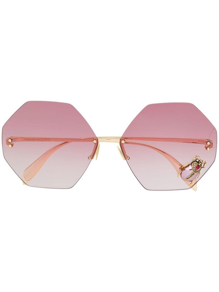 Alexander Mcqueen Eyewear Scarab-embellished Sunglasses - Gold