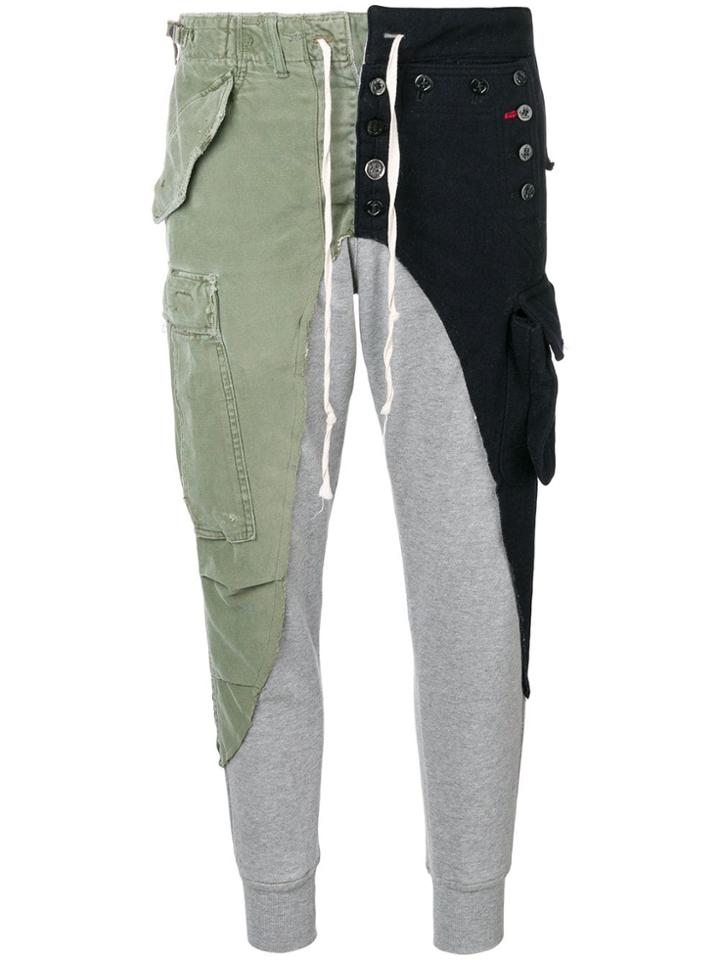 Greg Lauren Patchwork Cargo Trousers - Green