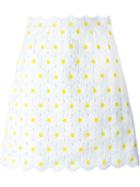 Dolce & Gabbana Daisy Embroidered Skirt, Women's, Size: 42, White, Cotton/polyester/polyamide/silk