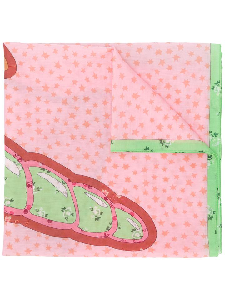 Coach Floral Star Print Scarf - Pink & Purple